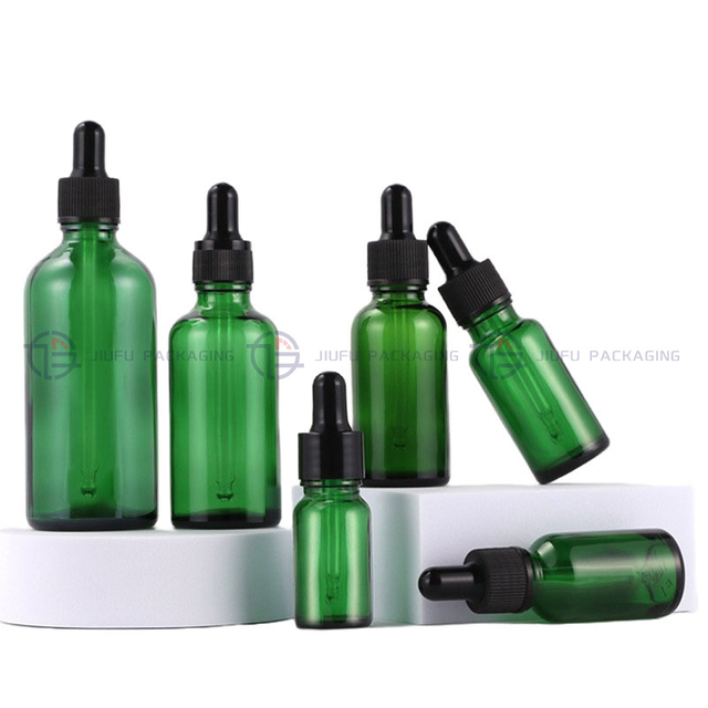 Green Glass Dropper Bottle
