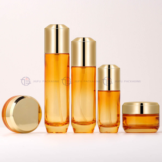Luxury Electroplated Silver Cap Glass Skincare Packaging Set