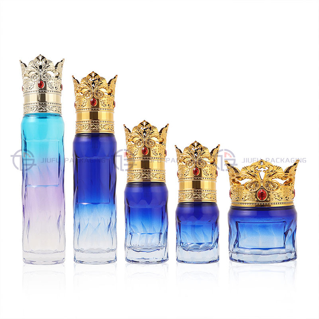 Luxury Crown Cosmetic Glass Packaging Set