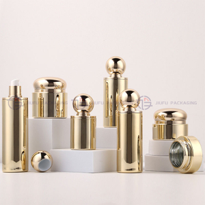 Luxury Electroplated Gold Cosmetic Glass Packaging Set