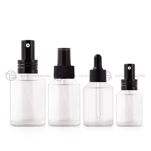 Cosmetic Glass Cream Jars & Skincare Bottle Set (Clear & Amber)