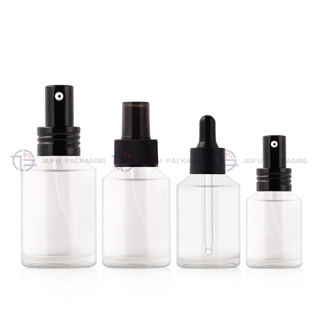 Cosmetic Glass Cream Jars & Skincare Bottle Set (Clear & Amber)