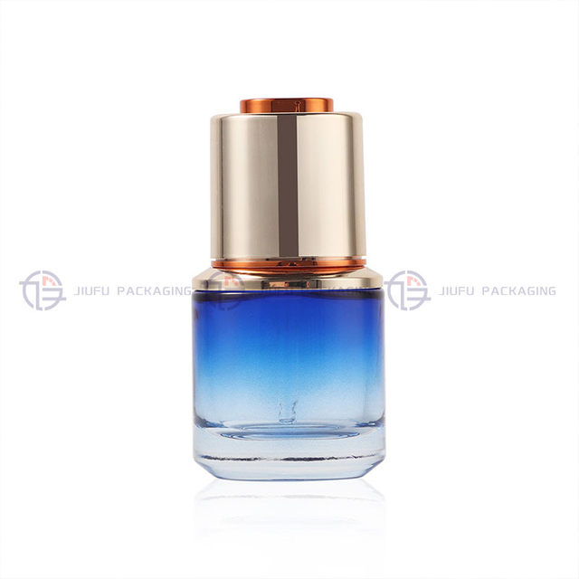 Gradient Blue Glass Dropper Serum Bottle (30ml Thick Bottom & Custom)