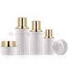 Luxury Gold Electroplated Vertical Stripe Glass Skincare Set