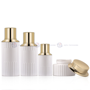 Luxury Gold Electroplated Vertical Stripe Glass Skincare Set