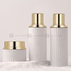Luxury Gold Electroplated Vertical Stripe Glass Skincare Set